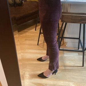 Vince suede leather pull on split hem leggings M